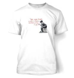 Banksy One Original Thought Herren T-Shirt Gr. Medium, weiß von Banksy By Big Mouth