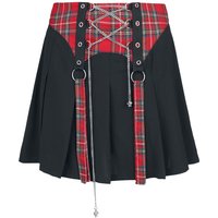 Banned Alternative - Gothic Kurzer Rock - Isadora Skirt - XS bis 4XL - für Damen - Größe L - schwarz/rot von Banned Alternative