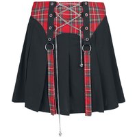 Banned Alternative - Gothic Kurzer Rock - Isadora Skirt - XS bis 4XL - für Damen - Größe XL - schwarz/rot von Banned Alternative