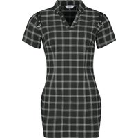 Banned Alternative - Gothic Kurzes Kleid - Fierce Fusion Check Dress - XS bis XXL - für Damen - Größe M - schwarz/weiß von Banned Alternative