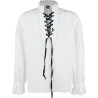 Banned Alternative - Mittelalter Langarmhemd - Rüschenhemd mit Schnürung - M bis XXL - für Männer - Größe XL - weiß von Banned Alternative
