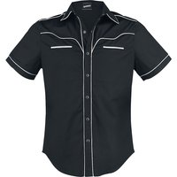 Banned Alternative - Rockabilly Kurzarmhemd - Plain Trim - S bis 5XL - für Männer - Größe 3XL - schwarz/weiß von Banned Alternative