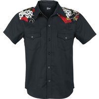 Banned Alternative - Rockabilly Kurzarmhemd - Skull Rose - S bis XL - für Männer - Größe XL - schwarz von Banned Alternative