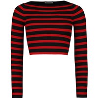 Banned Alternative Strickpullover - Frances Striped Jumper - XXL bis 4XL - für Damen - Größe 3XL - schwarz/rot von Banned Alternative