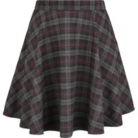 Banned Retro Kurzer Rock - Rock Check Flared Skirt - XS bis 4XL - für Damen - Größe XL - grau/lila von Banned Retro