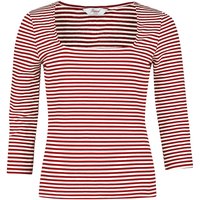 Banned Retro Langarmshirt - Stripe & Square Top - S bis 4XL - für Damen - Größe S - rot/weiß von Banned Retro