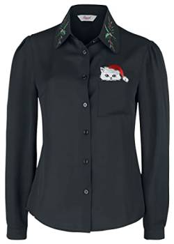 Banned Retro Pocket Cat Blouse Frauen Bluse schwarz L 100% Polyester Rockabilly von Banned Retro