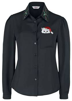 Banned Retro Pocket Cat Blouse Frauen Bluse schwarz XXL 100% Polyester Rockabilly von Banned Retro