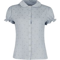 Banned Retro - Rockabilly Bluse - Heart On Her Sleeve Blouse - XS bis 4XL - für Damen - Größe XS - blau von Banned Retro