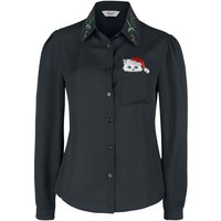 Banned Retro - Rockabilly Bluse - Pocket Cat Blouse - XS bis 4XL - für Damen - Größe 3XL - schwarz von Banned Retro