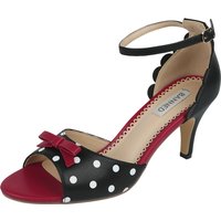 Banned Retro - Rockabilly High Heel - Poppy Polka Open Toe Sandals - EU36 bis EU41 - für Damen - Größe EU38 - schwarz/rot von Banned Retro