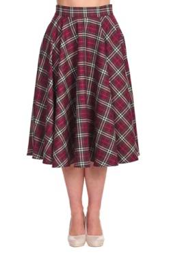 Banned Retro Tellerrock Winter Check Rot Karo Kariert Tartan Swing Skirt, Größe:XL von Banned Retro