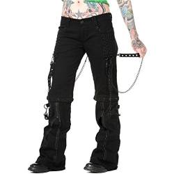 Banned Damen Gothic / Punk Ketten Stretch Hose, Black/Black, S von Banned