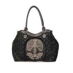 Banned Damen Handtasche - Schultertasche Skeleton Portrait von Banned