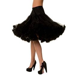 Banned Damen Petticoat Tutu Unterrock Lang - Lifeforms Rockabilly Swing Underskirt Halbrock Schwarz/Weiß/Burgunderrot (XS/S, Schwarz) von Banned