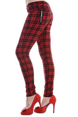 Tartan Tartankontrolle dünn rote Hosen - Punk - XL / 34-Zoll-Taille - Gebannt von Banned