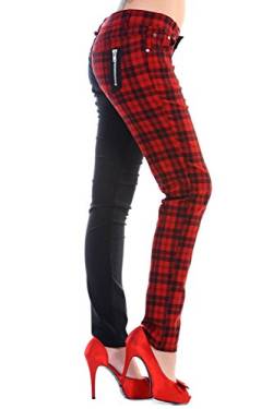 Verboten Apparel Hälfte Schwarz Half Check Skinny Jeans Schwarz/Rot L Gr. Small, Schwarz / Rot von Banned