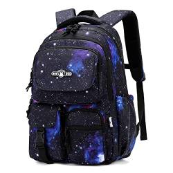 Galaxy Kinder-Rucksäcke für Schule, Jungen, Grundschule, mehrere Taschen, Schultaschen, A3-dunkelblau., Backpack von Bansusu