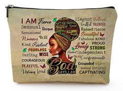 African American Makeup Bag for Purse Canvas Afro Black Women Cosmetic Bags Inspirational Gift Small Funny Cosmetics Pouch Travel Cases for Toiletries Accessories Organizer, 54715 von Baobeily