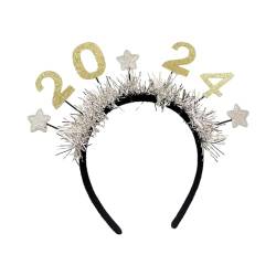 Baoblaze 2024 Frohes Neues Jahr Stirnband Hairhoop Haarband Frau Kopfbedeckung Kopfschmuck für Party Supplies Prom Geburtstag Karneval Leistung, Silber von Baoblaze