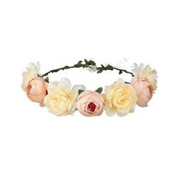 Baoblaze Blumen-Stirnband, Blumenkranz für Haare, verstellbar, für Frauen und Mädchen, Haarschmuck, Blumenkrone, Blumen-Stirnband für Frauen, für Festival, Champagner von Baoblaze