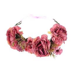 Baoblaze Blumenkronen-Stirnband, Braut-Blumengirlande-Haarband, Festival-Rosenblumen-Haarkranz-Kopfschmuck, Blumenkrone für Frauen, Rot von Baoblaze