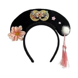 Baoblaze Chinesische Kopfbedeckung, Blumen-Hanfu-Haarband, Kinder verkleiden sich, chinesisches Qing-Stirnband, antikes Stirnband für Hochzeit, Stil H von Baoblaze