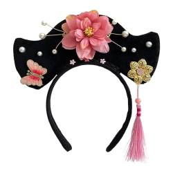 Baoblaze Chinesische Kopfbedeckung, Blumen-Hanfu-Haarband, Kinder verkleiden sich, chinesisches Qing-Stirnband, antikes Stirnband für Hochzeit, Stil j von Baoblaze