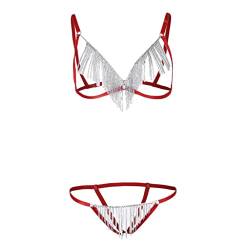 Baoblaze Damen Harness Geschirr Korsett Dessous Set BH Lingerie Unterwäsche Nachthemd Negligee String Reizwäsche - Rot, M von Baoblaze