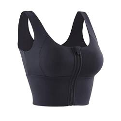 Baoblaze Damen Sport-BH Bequemer Yoga-BH mit abnehmbaren Pads Reißverschluss vorne Fitness Sport Laufen Tanzen Gym -BHS für Damen, S Schwarz von Baoblaze