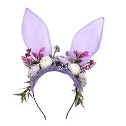 Baoblaze Fee Kaninchen Ohren Stirnband Haarband Kopfbedeckung für Halloween Party Urlaub Hochzeit, LILA von Baoblaze