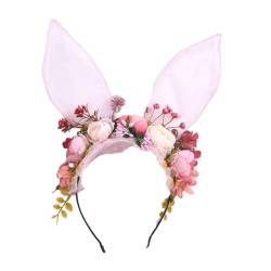 Baoblaze Fee Kaninchen Ohren Stirnband Haarband Kopfbedeckung für Halloween Party Urlaub Hochzeit, ROSA von Baoblaze