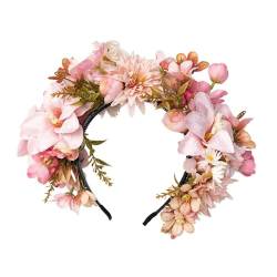 Baoblaze Haarnadel-Kranz-Stirnband, Reisefoto, dekorative Damen-Kopfbedeckung, künstliche Blumen-Haarband für den täglichen Gebrauch, Festival, ROSA von Baoblaze