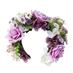 Baoblaze Haarnadel-Kranz-Stirnband, Reisefoto, dekorative Damen-Kopfbedeckung, künstliche Blumen-Haarband für den täglichen Gebrauch, Festival, violett von Baoblaze