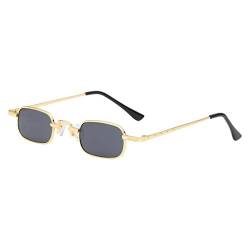 Baoblaze Herren Damen Sonnenbrille Quadratisch Retro Kleine Rahmen UV400 Brillen, Gold Grau von Baoblaze