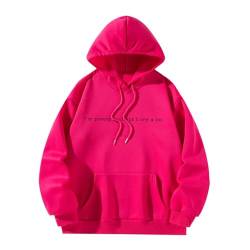 Baoblaze Kapuzenpullover Damen Hoodie Oversize, Frauen Pullover Sweatshirt mit Kapuze Weich, Oberteile Damen Sweatshirt Buchstaben-Druck mit Kordelzug für Frühling Herbst Outdoor Rucksacktouren, XXL von Baoblaze