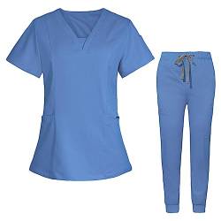 Baoblaze Krankenschwester-Arbeitskleidung, Krankenpflege-Uniform, Jogginghose, Scrubs, Arbeitskleidung, maschinenwaschbar, bequem, weich und atmungsaktiv, für, l, Himmelblau von Baoblaze