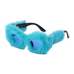 Baoblaze Plüsch-Fuzzy-Katzenaugen-Sonnenbrille, kreative, leichte, weiche, bequeme Brille, Sonnenbrille für Mädchen, Karneval, Outdoor-Fahrparty, Blau von Baoblaze