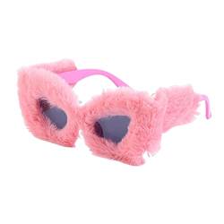 Baoblaze Plüsch-Fuzzy-Katzenaugen-Sonnenbrille, kreative, leichte, weiche, bequeme Brille, Sonnenbrille für Mädchen, Karneval, Outdoor-Fahrparty, ROSA von Baoblaze
