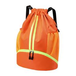 Baoblaze Rucksack mit Kordelzug, Basketballtasche, großer Rucksack mit großer Kapazität, Schwimmtasche, Sportrucksack mit Kordelzug für Reisen und Freizeit, Orange von Baoblaze