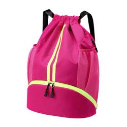Baoblaze Rucksack mit Kordelzug, Basketballtasche, großer Rucksack mit großer Kapazität, Schwimmtasche, Sportrucksack mit Kordelzug für Reisen und Freizeit, Rose Rot von Baoblaze
