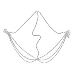 Baoblaze Strass-Kopfkette, Maskenkette, Stirnband, stilvolle Haarkette, Stirnkette, Schmuck, Kopfbedeckung für Tanzkostüme, Silber von Baoblaze