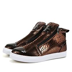 Baodan Men's High Trainers Sequin Sparkle Glitter Sneaker Zip Boot Shoes Gold 45 von Baodan
