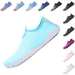 Baofular Badeschuhe Damen Herren Wasserschuhe Schwimmschuhe Sommer Strandschuhe Schnell Trocknend Aquaschuhe Surfschuhe für Meer Cyan 36 EU von Baofular