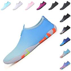 Baofular Badeschuhe Damen Herren Wasserschuhe Schwimmschuhe Sommer Strandschuhe Schnell Trocknend Aquaschuhe Surfschuhe für Meer Hellblau 35 EU von Baofular