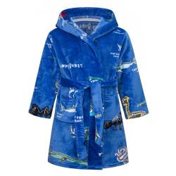 Baogaier Bademantel Kinder Jungen mit Kapuze Flanell, Blau Dinosaurier Morgenmantel Hoodie Roben Weichen Pyjamas Warmen Nachtwäsche 2-Tasche Bathrobe Alter 5-6 Jahre,Gr.110-116 von Baogaier