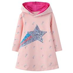 Baogaier Kleid Kapuze Baby Mädchen Stern Pailletten Kapuzenpullover Baumwolle Langarm Pulloverkleid Pullover Kleider Hoodie Sweatshirt Hoodiekleider Kapuzenkleid Tops Frühling Herbst Kind 2-3 Jahre von Baogaier