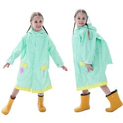 Baogaier Regen Poncho Jacke Kinder Mädchen Regenmantel Kapuze Regenjacke Regenanzug Einteilig Grün Atmungsaktiv Wasserdicht Lang Leicht Overall Wandern Arbeit Reißverschluss PVC Outdoor 8-12 Jahre von Baogaier