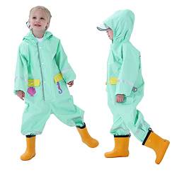 Baogaier Regenanzug Einteilig Mädchen Grün, Regenmantel Wasserdicht mit Kapuze Atmungsaktiv Matschanzug Regenkleidung Regenjacke Regenhose für Baby Kleinkind Kinder 1-2 Jahre, Meerjungfrau von Baogaier