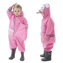 Baogaier Regenmantel Kapuze Baby Mädchen Atmungsaktiv Wasserdicht Leicht Regenanzug Einteilig Outdoor Regenponcho Rosa Affe Overall Regen Softshelljacke für Sport Schulaktivität Kinder 1-2 Jahre S von Baogaier